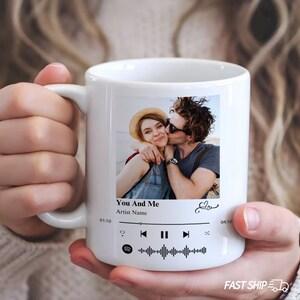personalized music custom photo mug, Personalize song mug, Scannable music code, Couple Gift, Valentine&#39;s Gift, Custom music for friend