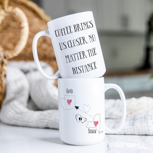 Personalized Long Distance Friendship Mug – Custom State to State Coffee Cup, Best Friend Gift, Going Away Present, Missing You Gift for Mom