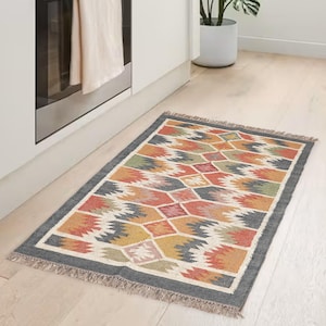 Handwoven Wool Jute Rug,Handmade Kilim Runner Rug, Customize Kilim Rug, Turkish Oushak Jute Rug, Bohemian Rug, Hallway Dhurrie Jute Rug