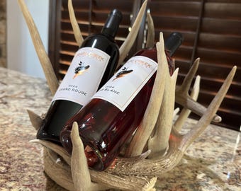 Rustic Antler Wine Bottle Holder – Genuine Shed Antlers – Western Ranch Decor
