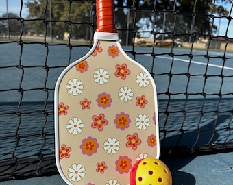 Aesthetic Flower Pickleball Paddle - Unique Sports Accessory