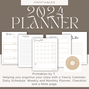 2024 Planner Calendar minimalist planner printable planner daily planner weekly planner monthly planner yearly planner checklist planner