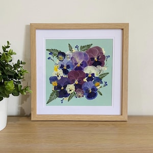 Real Dried Pressed Flower Artwork - ‘Violet and Sage’