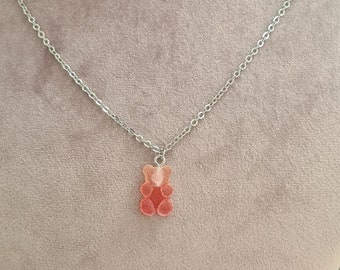 Collier acier inoxydable avec pendentif nounours bonbon