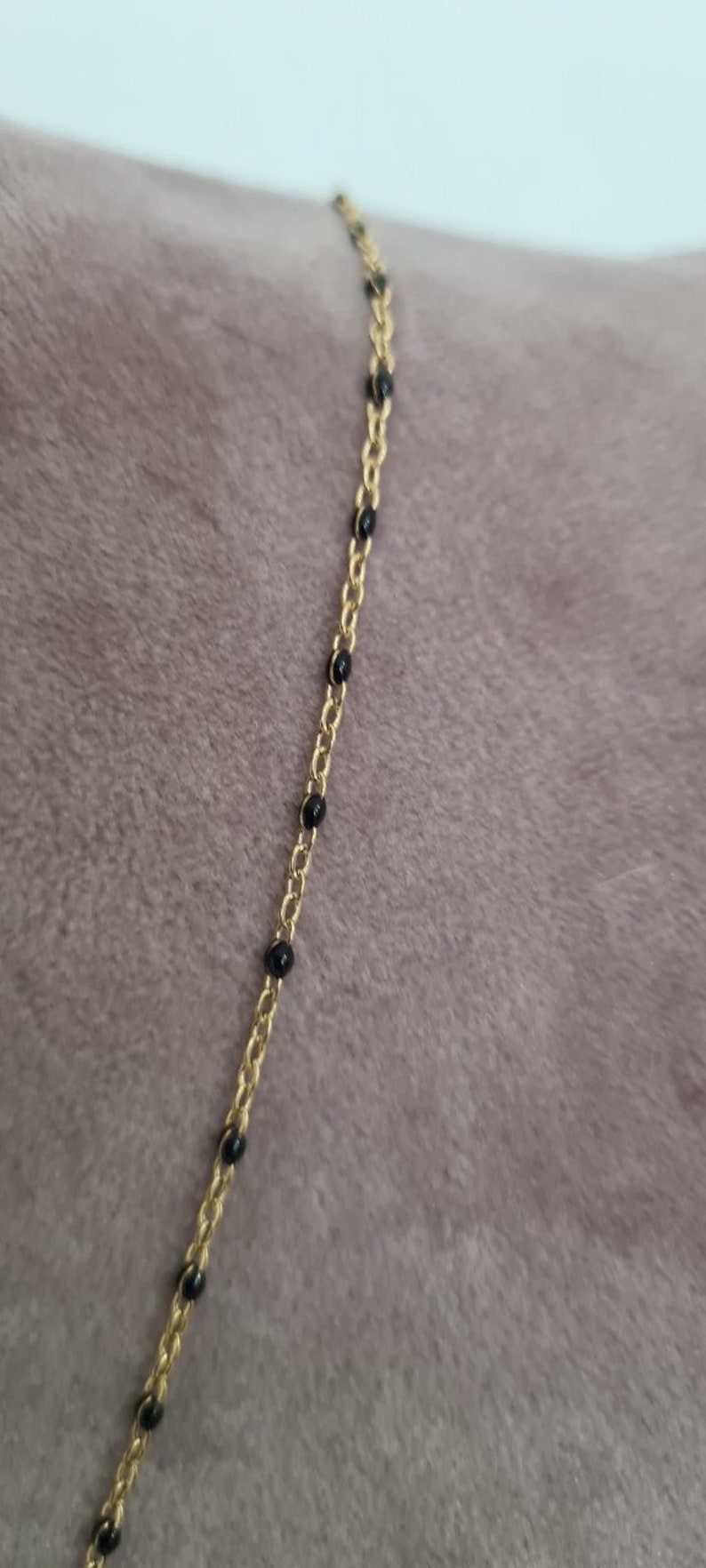 Necklace bracelet stainless steel Elegant double golden Christian cross Black image 3