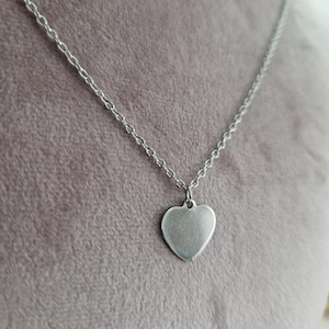 Silver stainless steel necklace with heart pendant