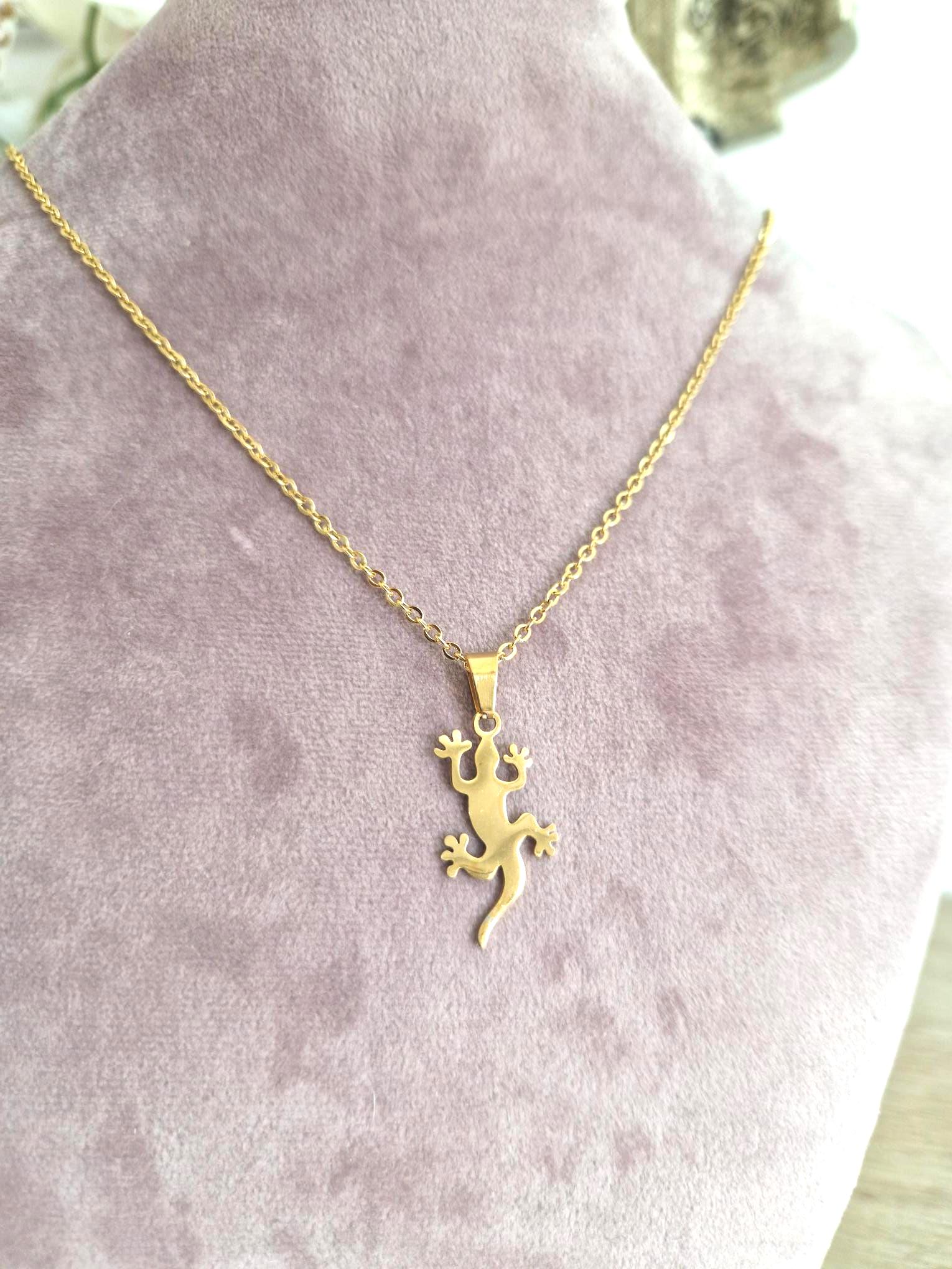 Collier Fantaisie Doré Femme 'Grosse Salamandre' - Neuf Sans Emballage - Bijou Original