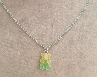 Collier acier inoxydable avec pendentif nounours bonbon