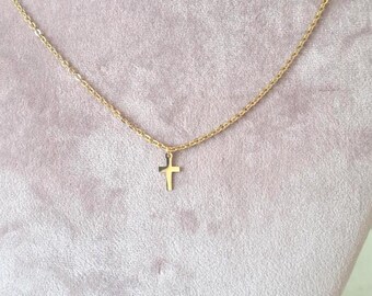 Ancien Collier Chaîne Avec Pendentif Croix Plaqué Or Fin - Bijou Vintage élégant - Occasion (superbe état)