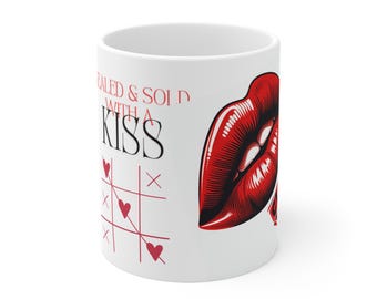 Sealed with a Kiss Coffee Mug - Perfect for Valentine's Day, Gift for Her, Romantic, Drinkware, Cute Cup, XOXO, real estate gifts, wine,