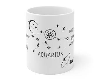 Aquarius Zodiac Ceramic Mug: Quirky Star Sign Gift