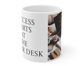 The Power Desk Mug Caffeine, Contracts & Couture and wine