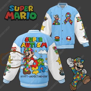 Super Mario Baseball Jacket Mario Baseball Jacket Custom Super Mario Jacket Super Mario Jacket Men Mario Gaming Jacket Gamers Gift Etsy UK
