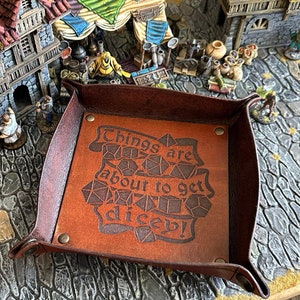 Foldable leather dice tray, DnD and RPG accessory, handmade dice rolling tray, portable storage for tabletop games