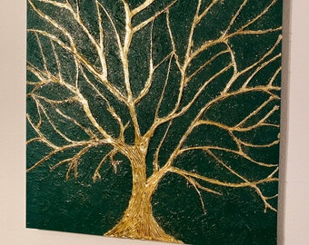 Hand-Made Golden Tree of Life Texture Art