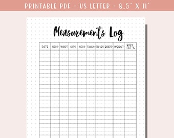 Body Measurements Log Printable/ Fitness Tracker Printable/Fitness Progress Sheet/Body Transformation Template/Before & After/Health Planner