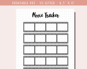 Movie Tracker Printable / Movies Watched Bullet Journal Page Printable / A5 Journal Insert / Entertainment Tracker / Printable PDF