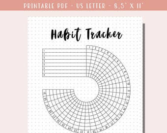 Circle Habit Tracker Printable / Monthly Goal Tracker / Daily Planner 2025 / Bullet Journal Page / Mood Tracker PDF / Motivation Challenge