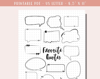 Lieblings Zitate Bullet Journal Seite druckbar / Lese Journal / Buch Journal / Buch Tracker / Lese Tracker / A5 Journal Einsätze Planer