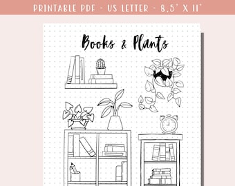 Books and Plants Tracker Printable / Reading Journal / Book Journal / Book Tracker / Reading Tracker /A5 Journal Inserts Bullet Journal Page