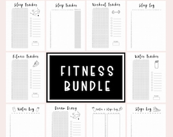 Fitness Trackers Bundle - Dotted Bullet Journal Bundle - Workout Tracker - Steps Tracker - Water Tracker - Sleep Tracker - Dream Diary