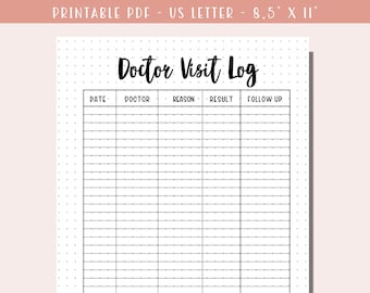 Doctor Visit Log Printable, Doctor Appointment Tracker, Health Consultation Record, Printable Health Planner Insert, A5 Journal Insert PDF