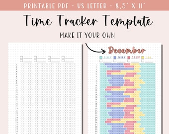 Time Tracker Template Printable / Time Log / Sleep Log/ Work & Study Tracker / Activity Tracker / Bullet Journal Spread Planner Insert - PDF