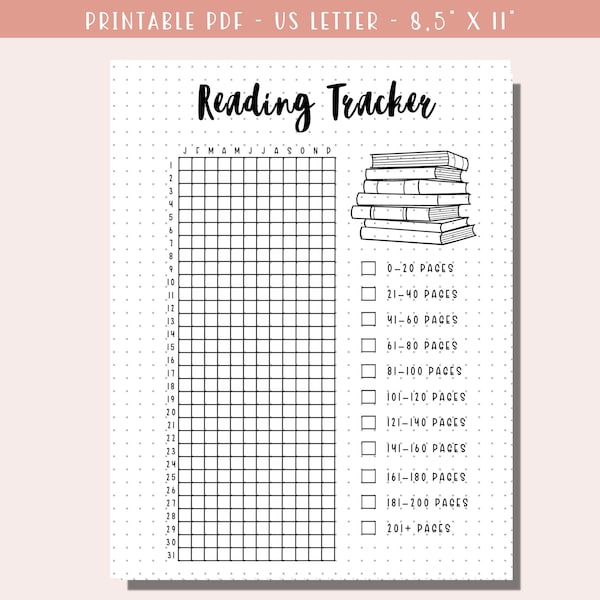 Reading Tracker Printable / A5 Journal Insert / Printable Book Tracker / Reading Log / Planner Reading Tracker / Bullet Journal PDF Download