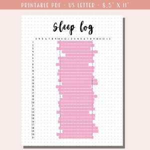 Slaaplog afdrukbaar / maandelijkse slaaptracker / slaapdagboek / gezondheidsdagboek / A5 planner invoegen / Bullet Journal-pagina - planner afdrukbare PDF
