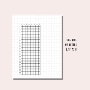 May include: A printable calendar grid with a dotted background. The calendar grid is divided into 12 months, with each month having 31 days. The months are labeled J, F, M, A, M, J, J, A, S, O, N, D. The calendar grid is 8.5 inches by 11 inches.