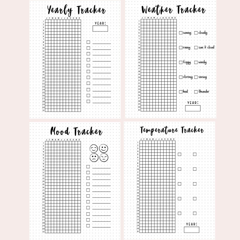 2025 Yearly Trackers Bundle Printable / A5 Planner Pages Bundle ...