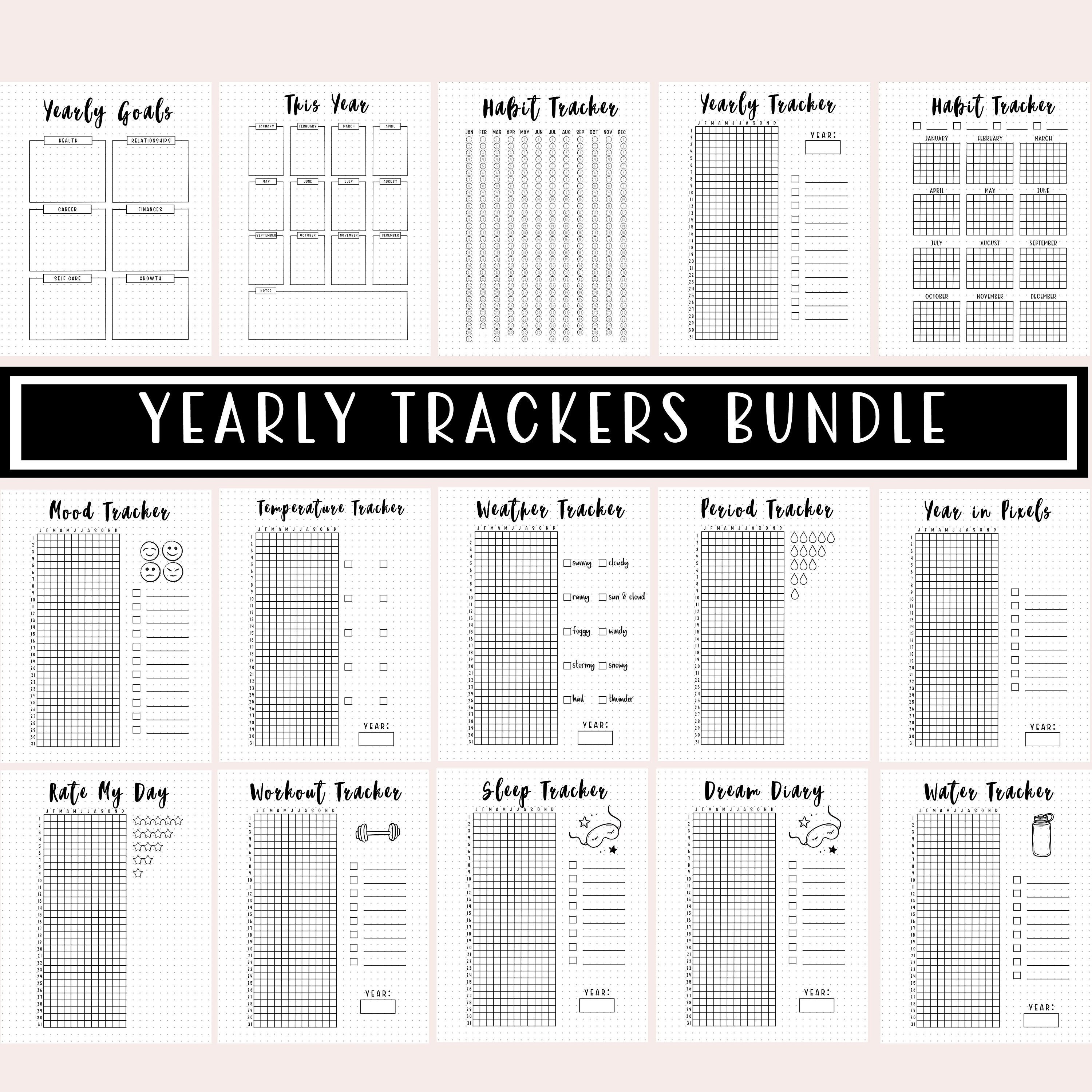 2025 Yearly Trackers Bundle Printable / A5 Planner Pages