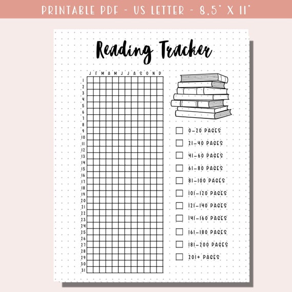Reading Tracker Printable / A5 Journal Insert / Printable Book Tracker / Reading Log / Planner Reading Tracker / Bullet Journal PDF Download