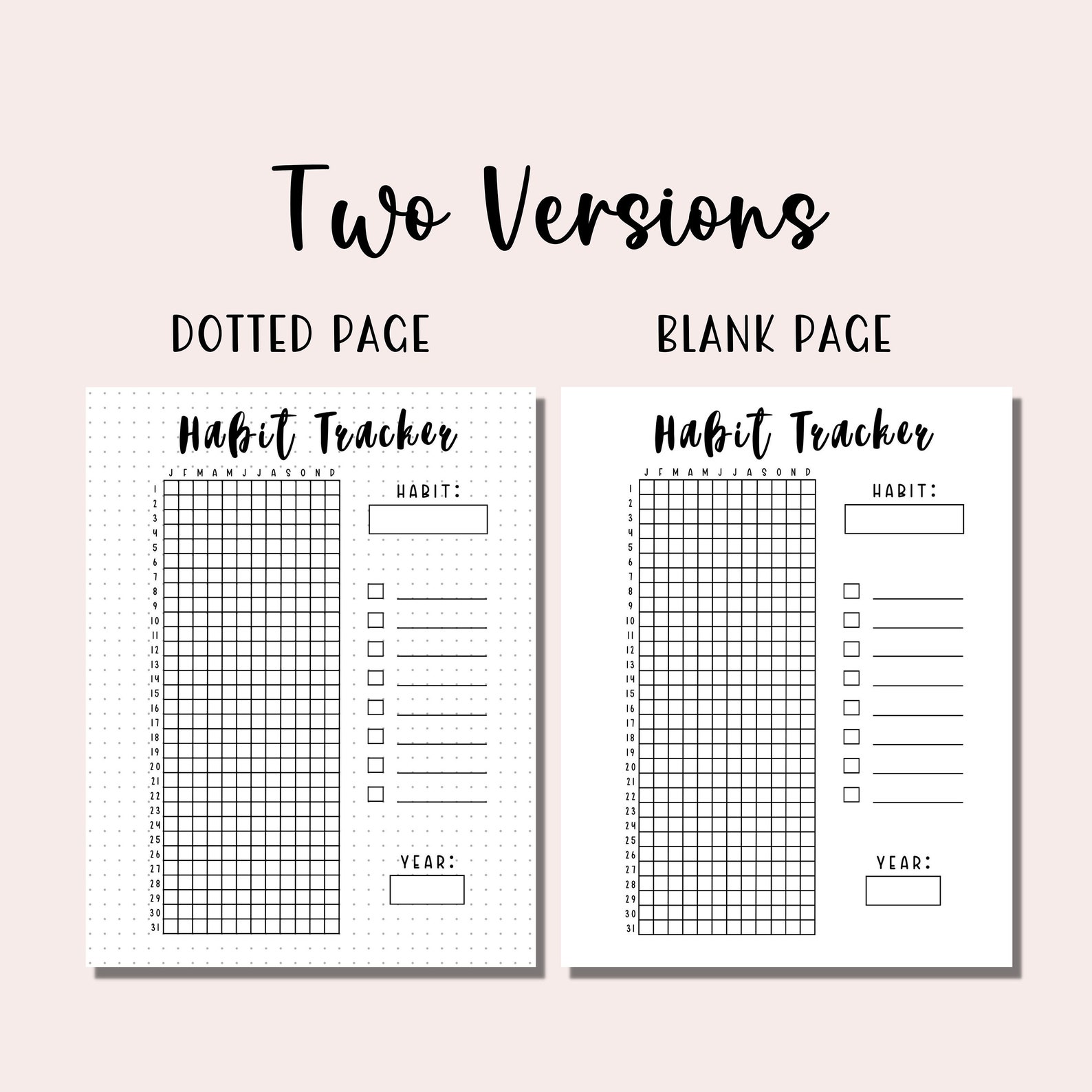Printable Habit Tracker / Bullet Journal Yearly Tracker / A Year in ...