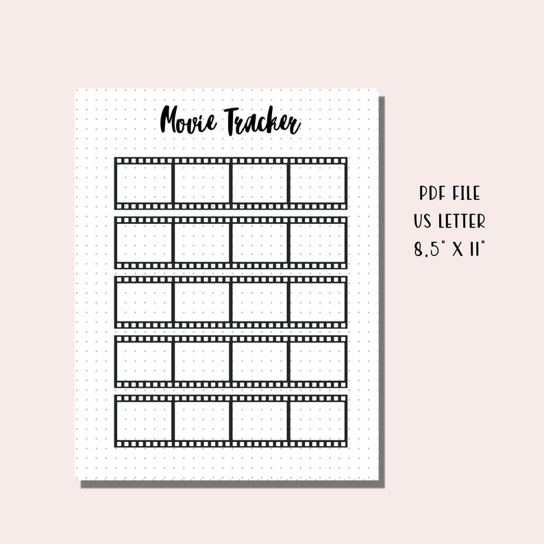 Movie Tracker Printable / Movies Watched Bullet Journal Page Printable ...