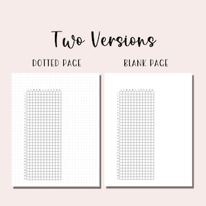 May include: Two versions of a printable planner page, one with a dotted background and one blank. The page is divided into a grid with 31 squares, labeled with the months of the year.