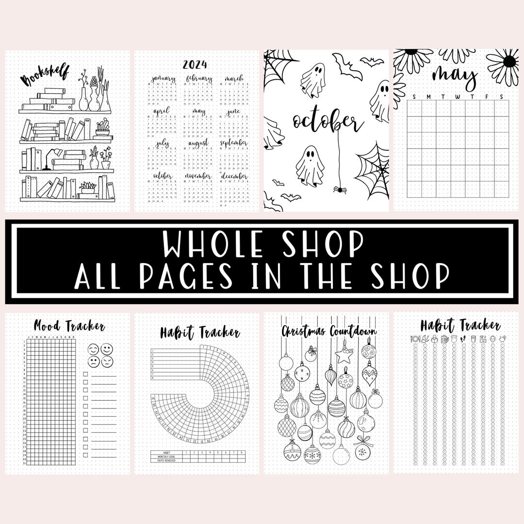 Whole Shop Bullet Journal Printable Pages / Starter Kit / A5 Journal Inserts / 2025 Planner ...