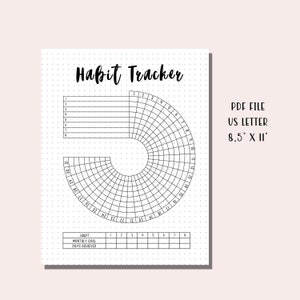 Circle Habit Tracker Printable / Monthly Goal Tracker / Daily Planner ...