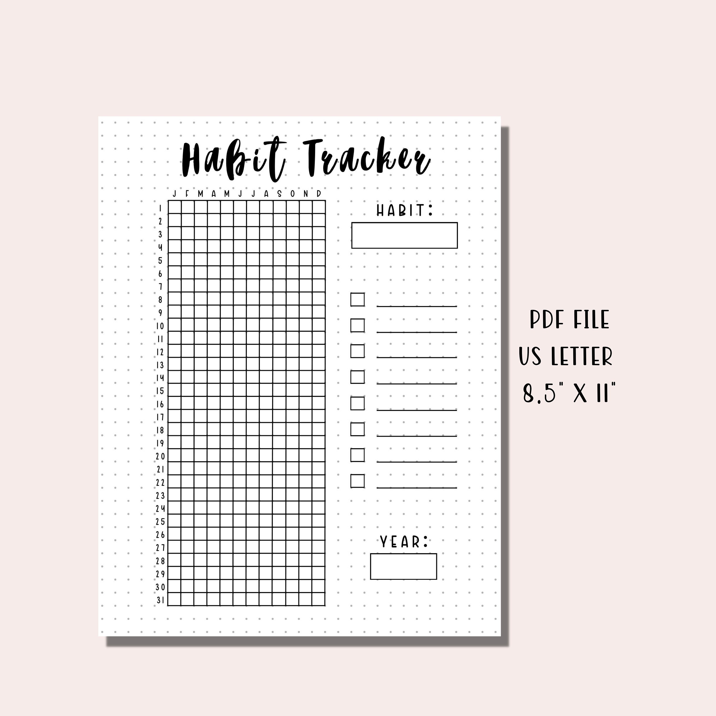 Printable Habit Tracker / Bullet Journal Yearly Tracker / A Year in