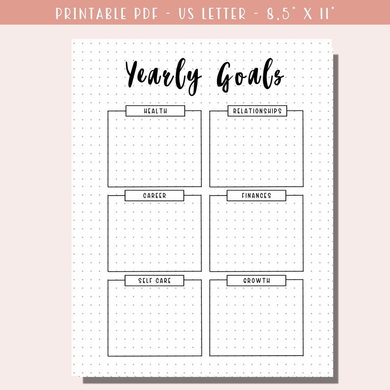 Yearly Goal Planner Printable / 2025 Goal Tracker / Planner Page PDF ...