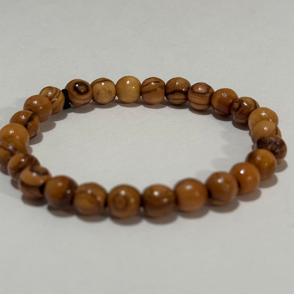 Handmade Palestinian Bethlehem/Holy Land Imported Olive Wood Stretchy Beaded Bracelet