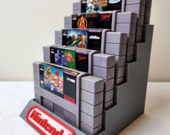 Nintendo SNES Six Cartridge Display Stand, 3D Printed