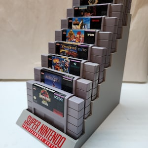 Soporte de exhibición para cartuchos de Nintendo SNES 9, impreso en 3D / Elija su logotipo