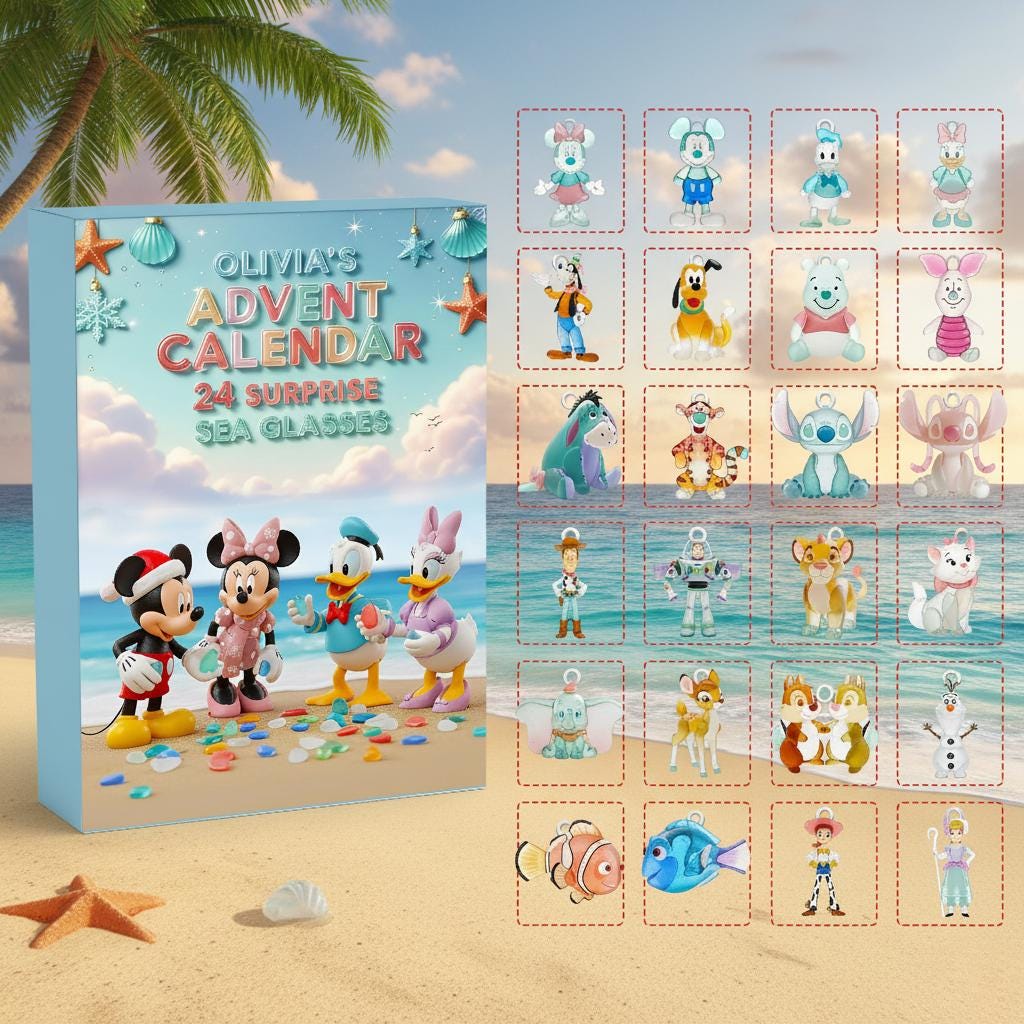 Discover Sea Glass-Inspired Advent Calendar 2025, 24 Cute Ocean Characters Countdown Surprise Gift Box, Beach Themed Holiday Decor