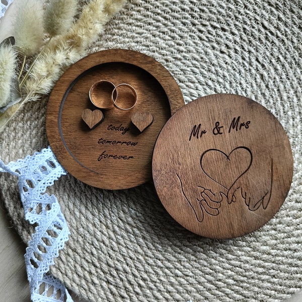 Personalized Wooden Ring Casket for Weddings - Custom Engraved Keepsake Box