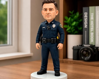 写真から作成するカスタム警察官ボブルヘッド、パーソナライズされた法執行機関ギフト、警察官退職記念フィギュア