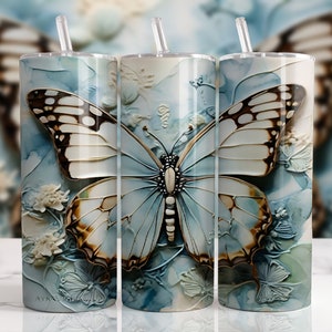 Butterfly Glitter Tumbler Png | Blue Glitter Tumbler Wrap | Gift For Her | Digital Download | Butterfly Tumbler Wrap