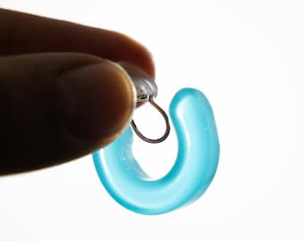 Zelda Link earrings, non-piercing ear clips, ocean blue, transparent gel