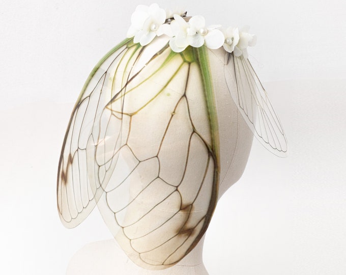 Green cicada elf wing hair clips, 4pc Set, fantasy fairycore