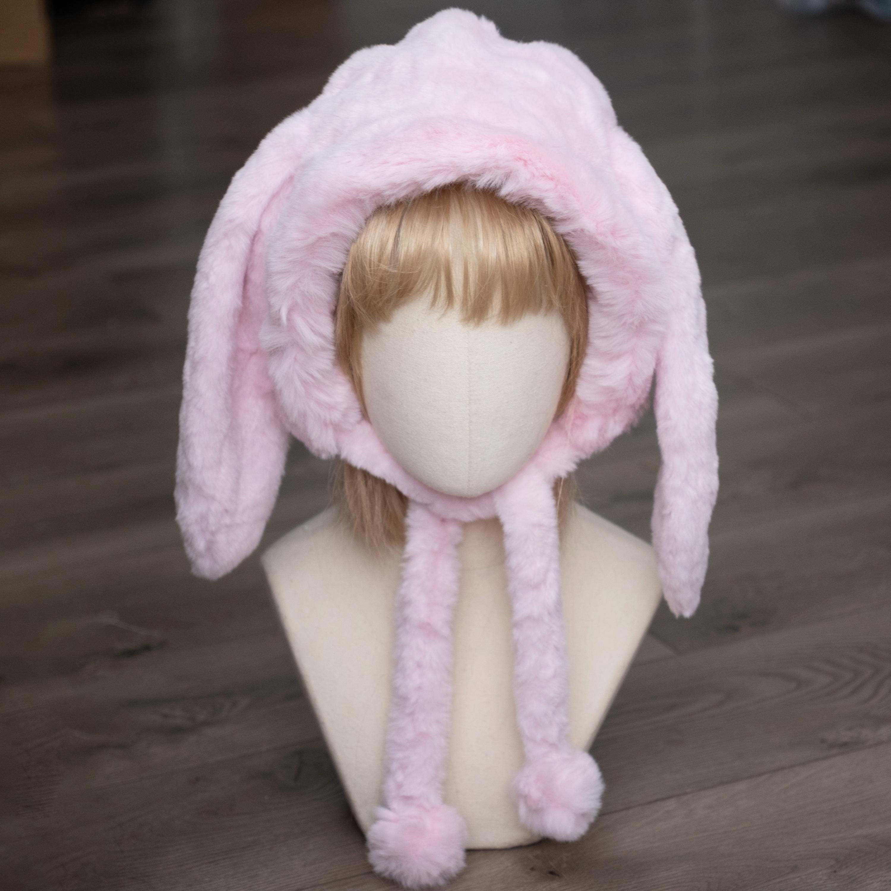 Pink Rabbit Fur Beanie Hats - Etsy